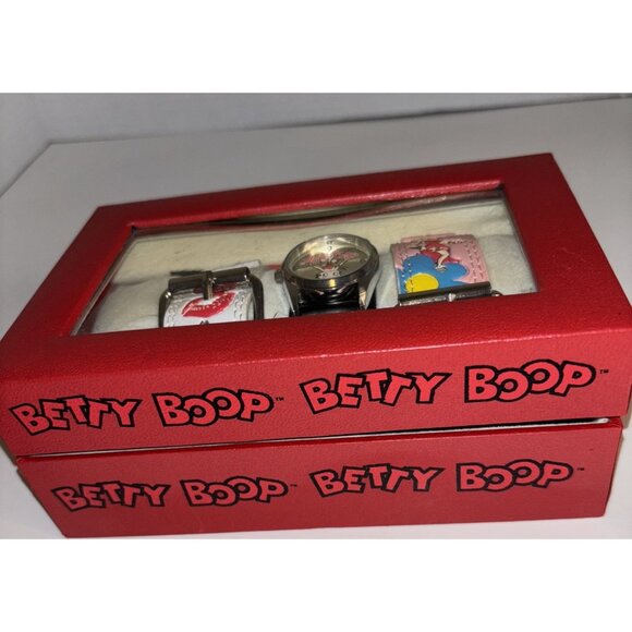 Vintage Betty Boop Watch W/ Leather Band Set of 3 - Pink,White & Black NEW RARE - Picture 16 of 16